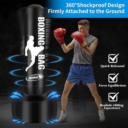 Heavy Punching Bags for Adults Freestanding Boxing Bag with Stand Men Stand Kickboxing Bag Ideal Standing Inflatable Kickboxing Bag